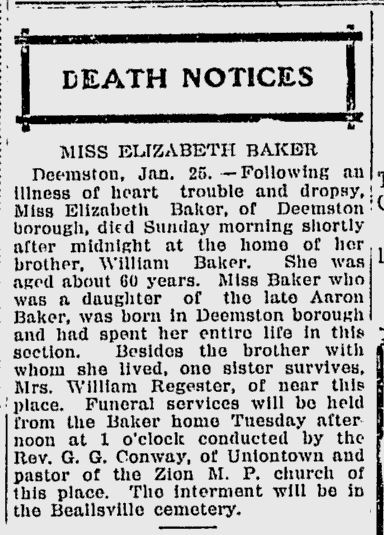 Elizabeth Baker obit
